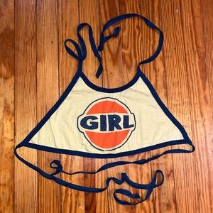 Cotton halter top “GIRL” logo skater 90s/y2k/hipster streetwear one size cotton